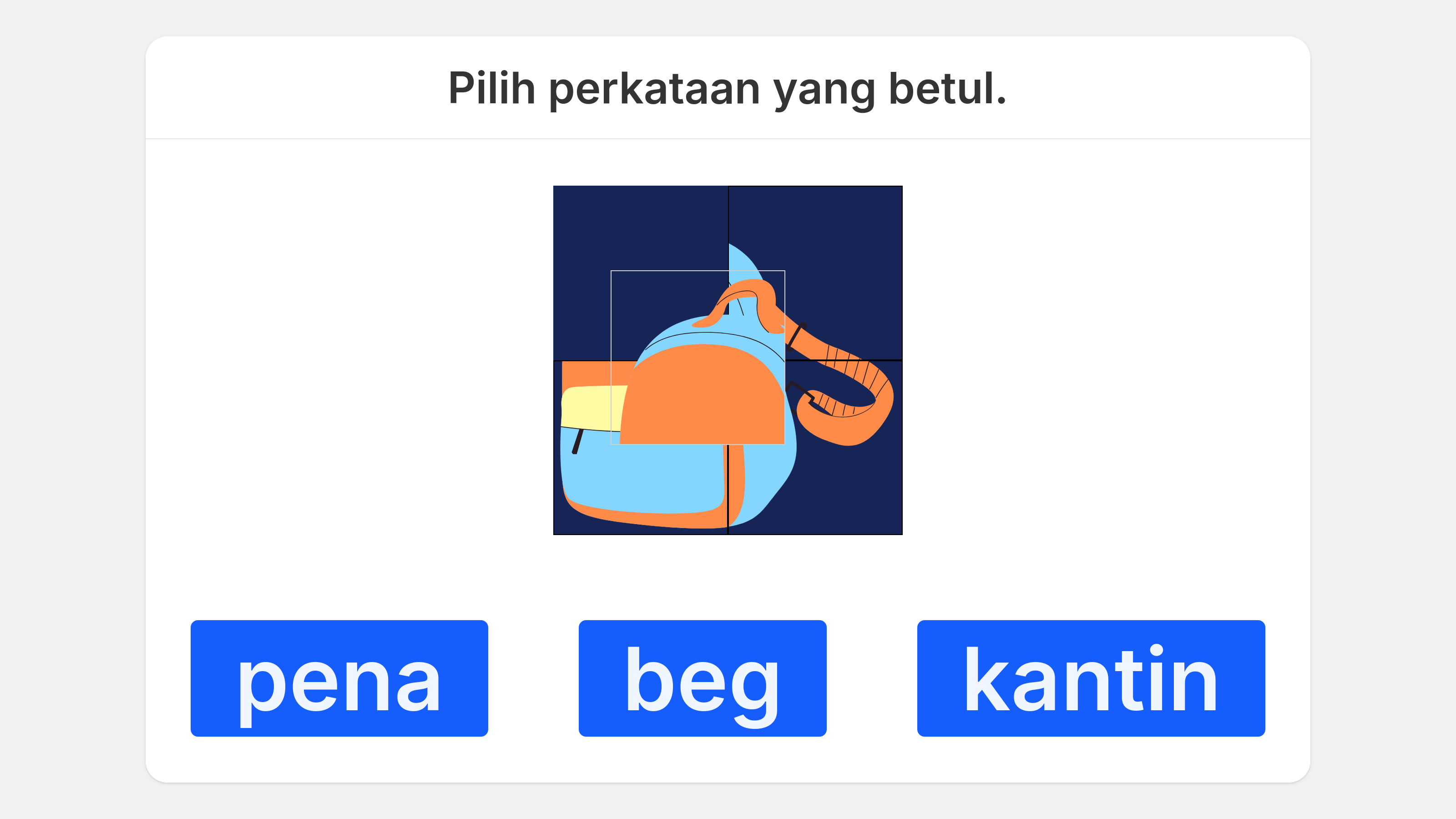 Example Screenshot of Puzzle Reveal — Choose Word Question Type