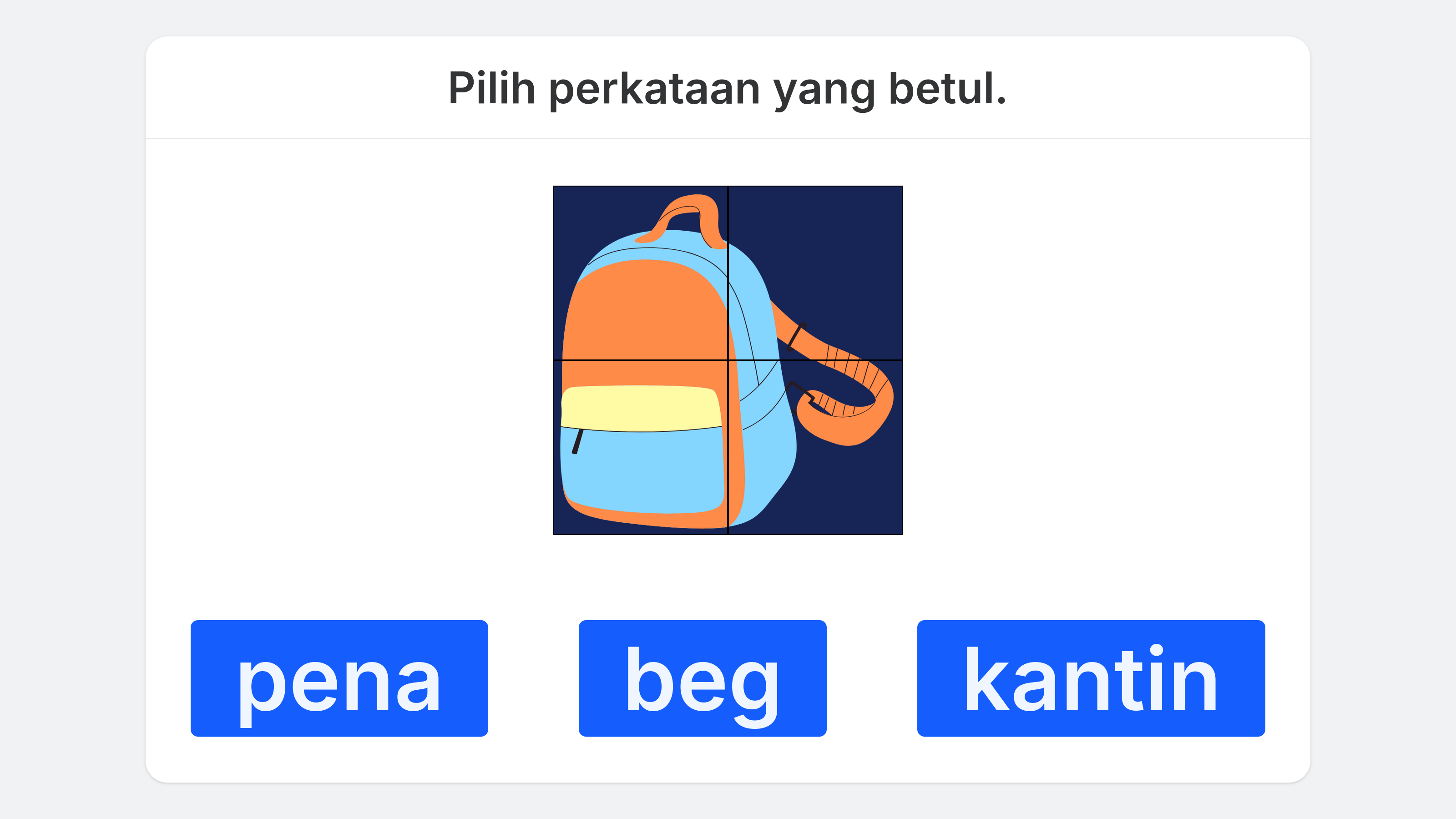 Example Screenshot of Puzzle Reveal — Choose Word Question Type